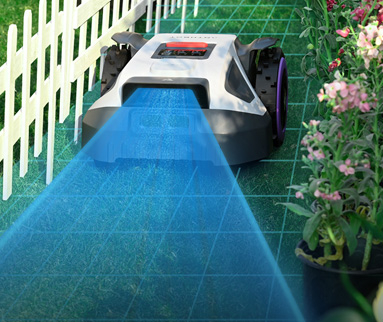 Der M5 LiDAR ist super kompakt und kommt problemlos in enge Ecken sowie durch schmale Wege, wo größere Mäher oft an Grenzen stoßen (Größe: 49,8 × 39,2 cm).