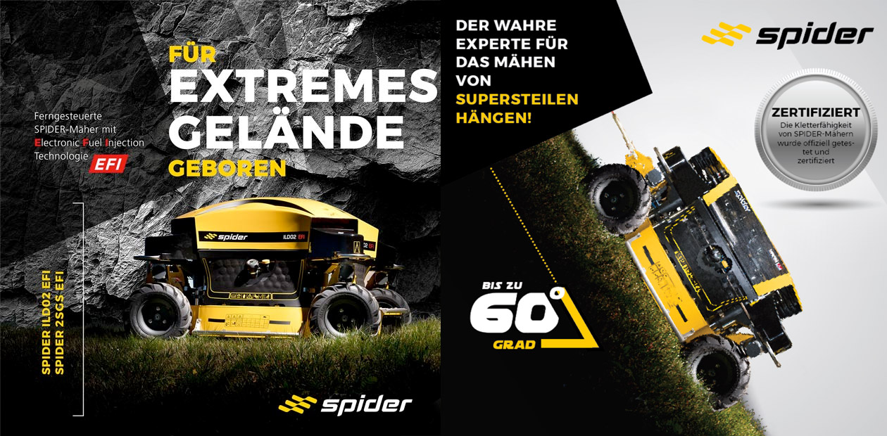 Spider ILD02 EFI mäht in extremen Gelände bis 60°
