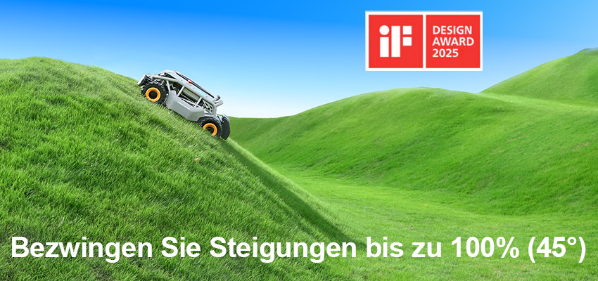 Mowrator S1 4WD Pro (18Ah) Set mit verformbaren Reifen, 100% Steigung