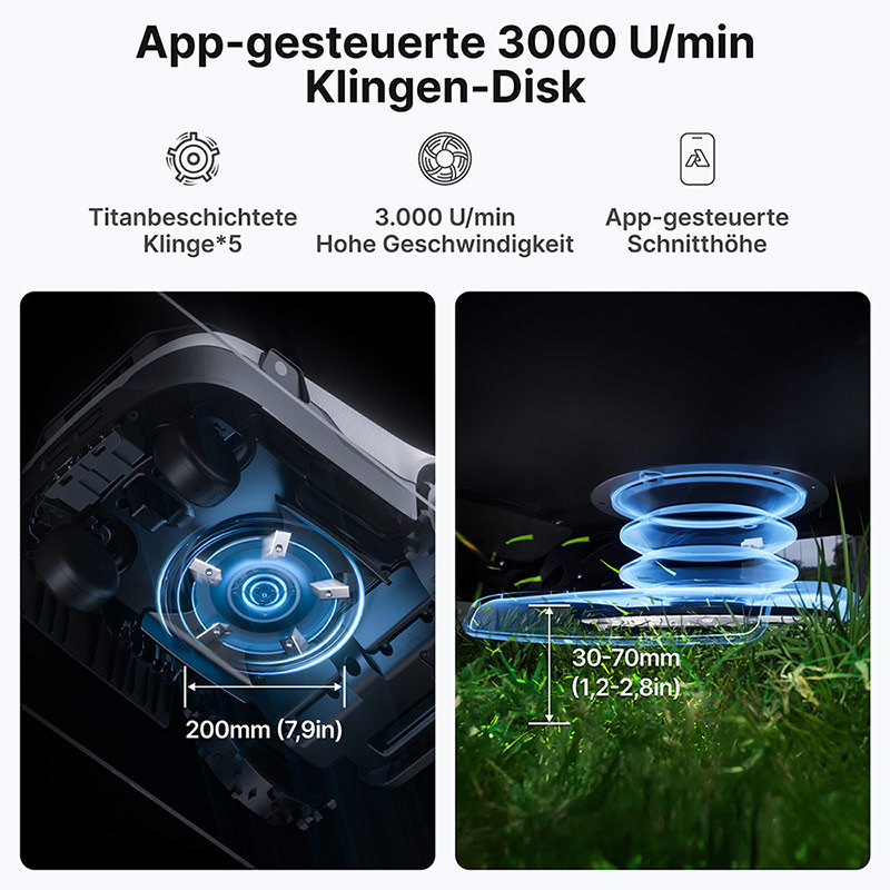 Anthbot Genie 800 Drahtloser Mähroboter mit RTK und 4 Kamera 3D Vision 4G Connect bis 1500 qm