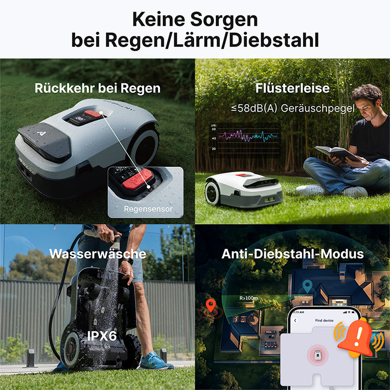 Anthbot Genie 800 Drahtloser Mähroboter mit RTK und 4 Kamera 3D Vision 4G Connect bis 1500 qm