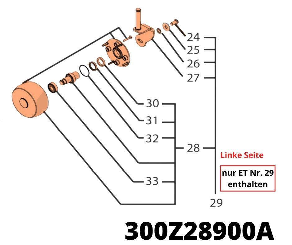 Vorderrad mit Achse links für Pro 35 und Wiper P70