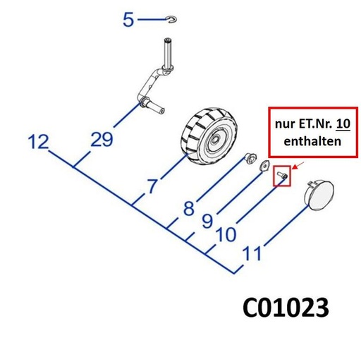 [T2C01023] TECH Next X2 L8 Vorderrad Schraube