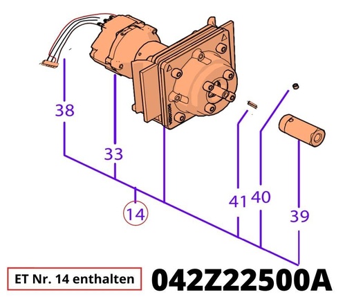 [T2042Z22500A_R] Antriebsmotor X4 / X6 inkl. Metallaufnahme - kein Garantie-ET!