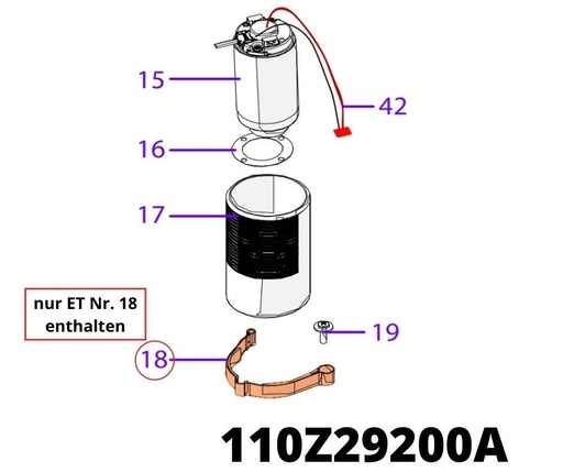 [T2110Z29200A] TECH NEXT BX4 Mähmotor Sicherungsklammer
