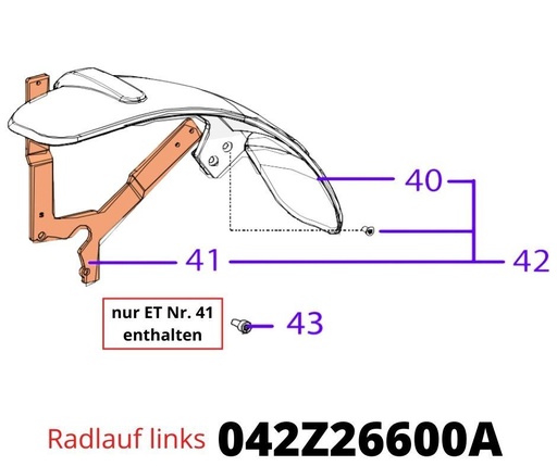 [T2042Z26600A] Radlauf links Baugruppe