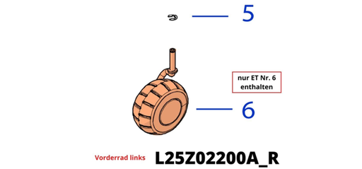 [T2L25Z02200A_R] Tech Next X 2.5 und 2.9 Vorderrad komplett mit Achse links