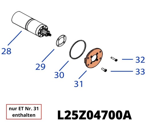 [T2L25Z04700A] TECH NEXT X 2.5 Antriebsmotor Manschette Flansch