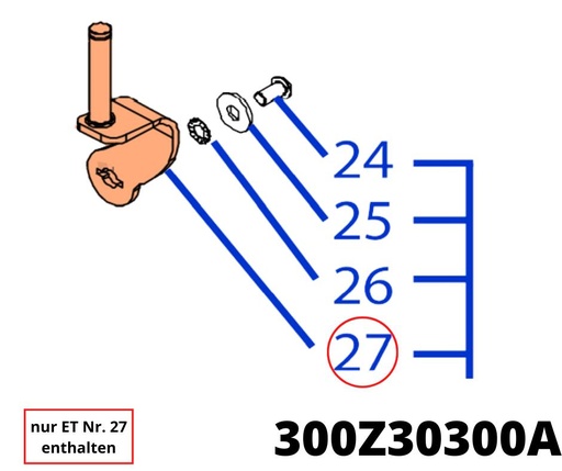 [T2300Z30300A] Achse für Stützrad links für Pro 35
